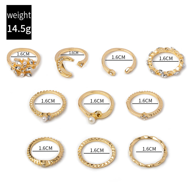 Moon Star Ring Set Of 10