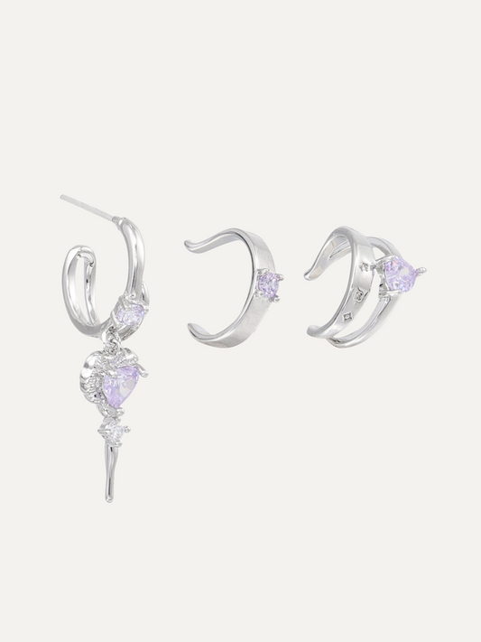 Mysteries Series Purple Jewelry Layered Earrings Ear Clips