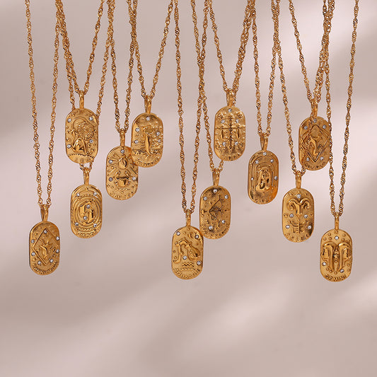 Oval Diamond Zodiac Necklace