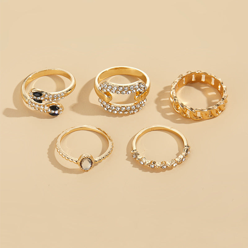 Ins Style Ring Sets Exaggerated Snake Alloy Ring