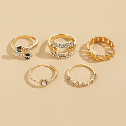 Ins Style Ring Sets Exaggerated Snake Alloy Ring
