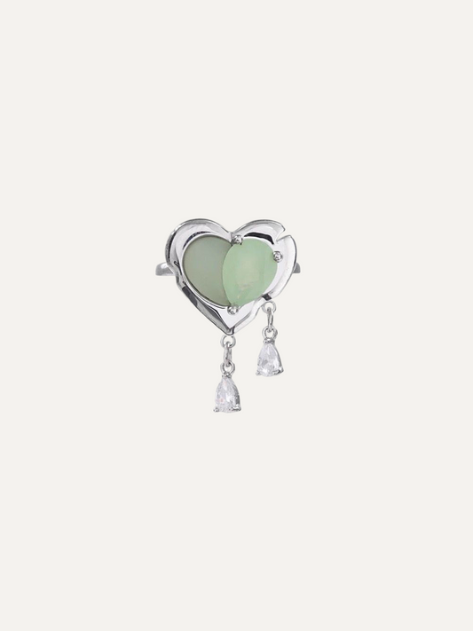 Green Grape Love Silver Rings for Women