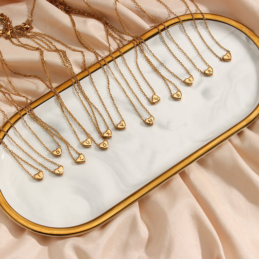 Gold Plated Delicate Heart Bubble Letter Necklace for Women