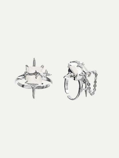 High Street Adjustable Pair Silver Rings for Women