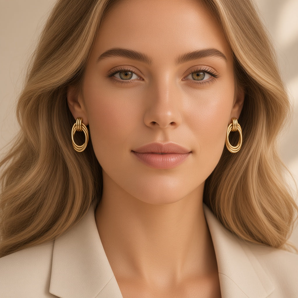 Layered Oval Hoop Earrings – Gold Multi-Ring Statement