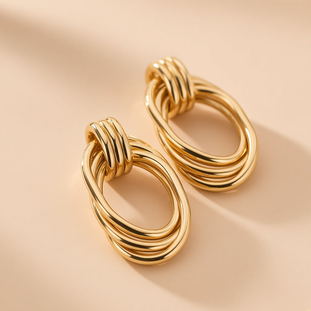 Layered Oval Hoop Earrings – Gold Multi-Ring Statement