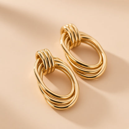 Layered Oval Hoop Earrings – Gold Multi-Ring Statement