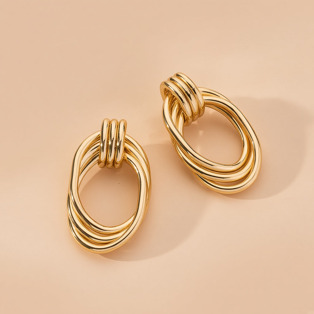 Layered Oval Hoop Earrings – Gold Multi-Ring Statement