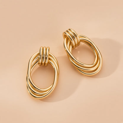 Layered Oval Hoop Earrings – Gold Multi-Ring Statement