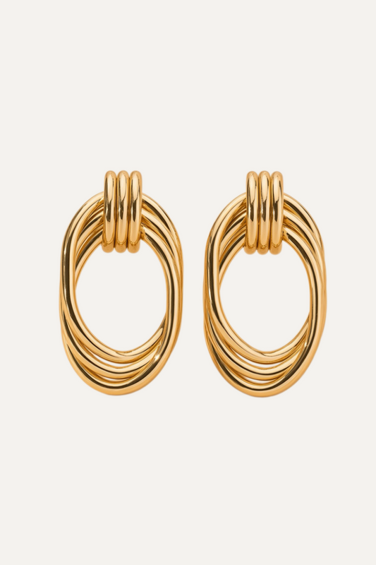 Layered Oval Hoop Earrings – Gold Multi-Ring Statement