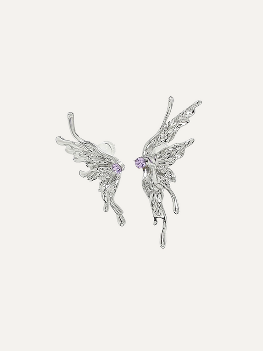 Biochemical Butterfly Silver Earrings for Women Asymmetric Earrings