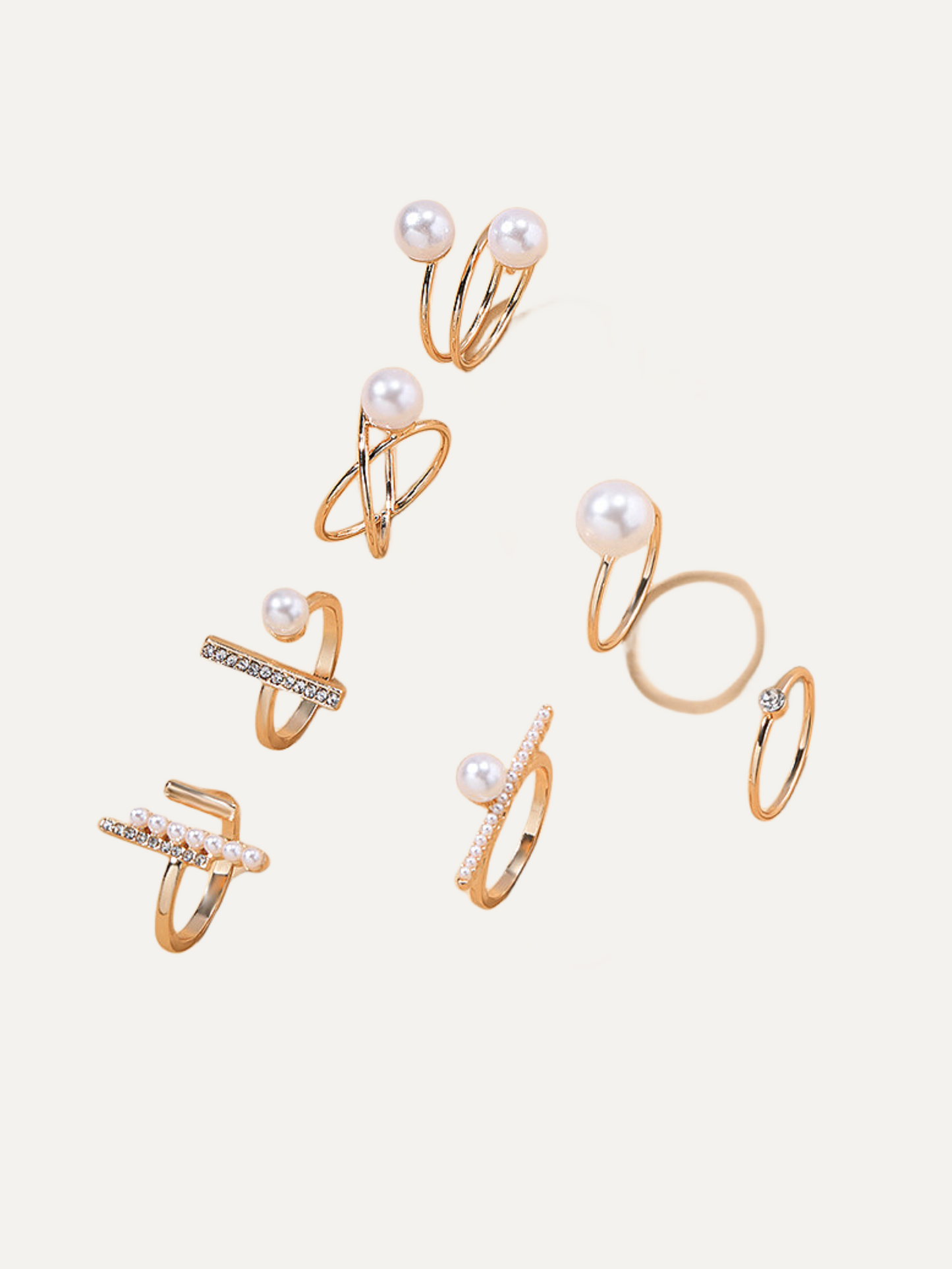 Simple Pearl Stacking Ring Sets for Women