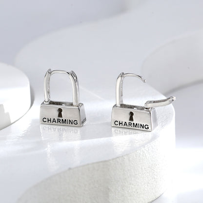 Creative Lock Gold Hoops Earrings For Women Trendy