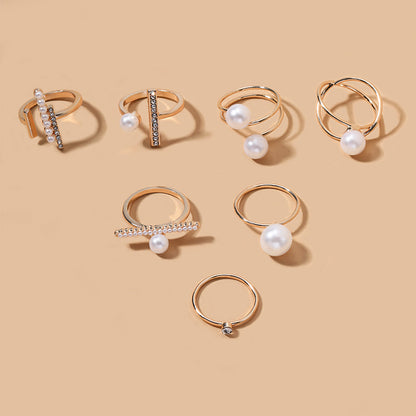 Simple Pearl Stacking Ring Sets for Women