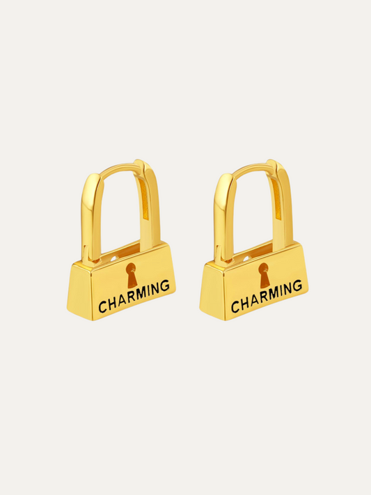 Creative Lock Gold Hoops Earrings For Women Trendy