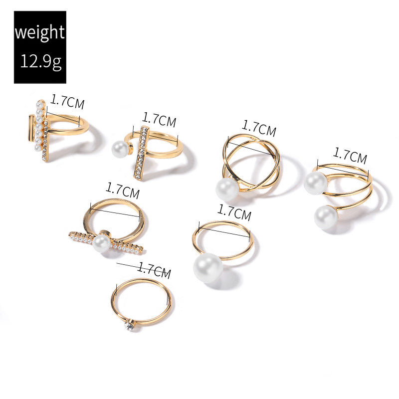 Simple Pearl Stacking Ring Sets for Women