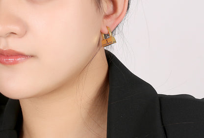 Creative Lock Gold Hoops Earrings For Women Trendy