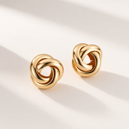 Love Knot Stud Earrings – Gold Polished Interlaced Design