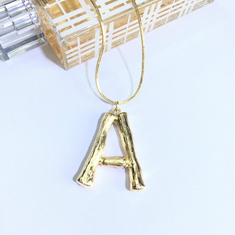 Bubble Letter Necklace Gold Color Snake Chain Choker Collar Necklaces for Women