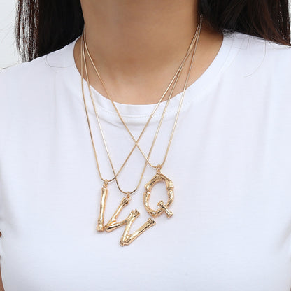 Bubble Letter Necklace Gold Color Snake Chain Choker Collar Necklaces for Women