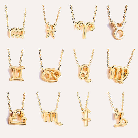12 Constellation Necklaces Pendant Charm Gold Necklaces for Women Jewelry Cardboard