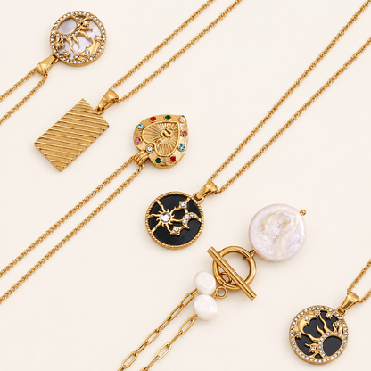 Gold Plated Sun Star Heart Necklace for Women