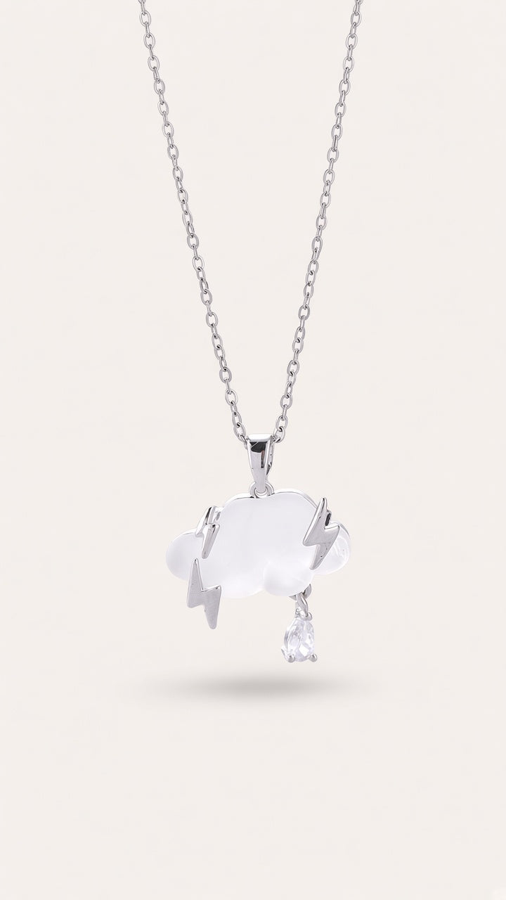 Cloud Lightning Necklace – Gold / Silver with Crystal Raindrop
