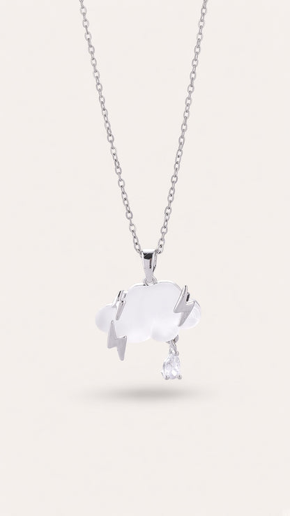 Cloud Lightning Necklace – Gold / Silver with Crystal Raindrop