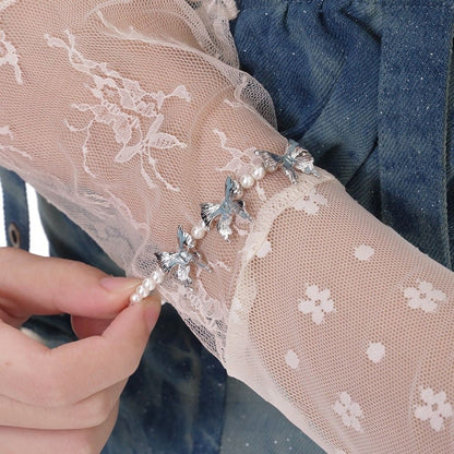 Dissimilarity Butterfly Elastic Stretch Pearl Bracelet