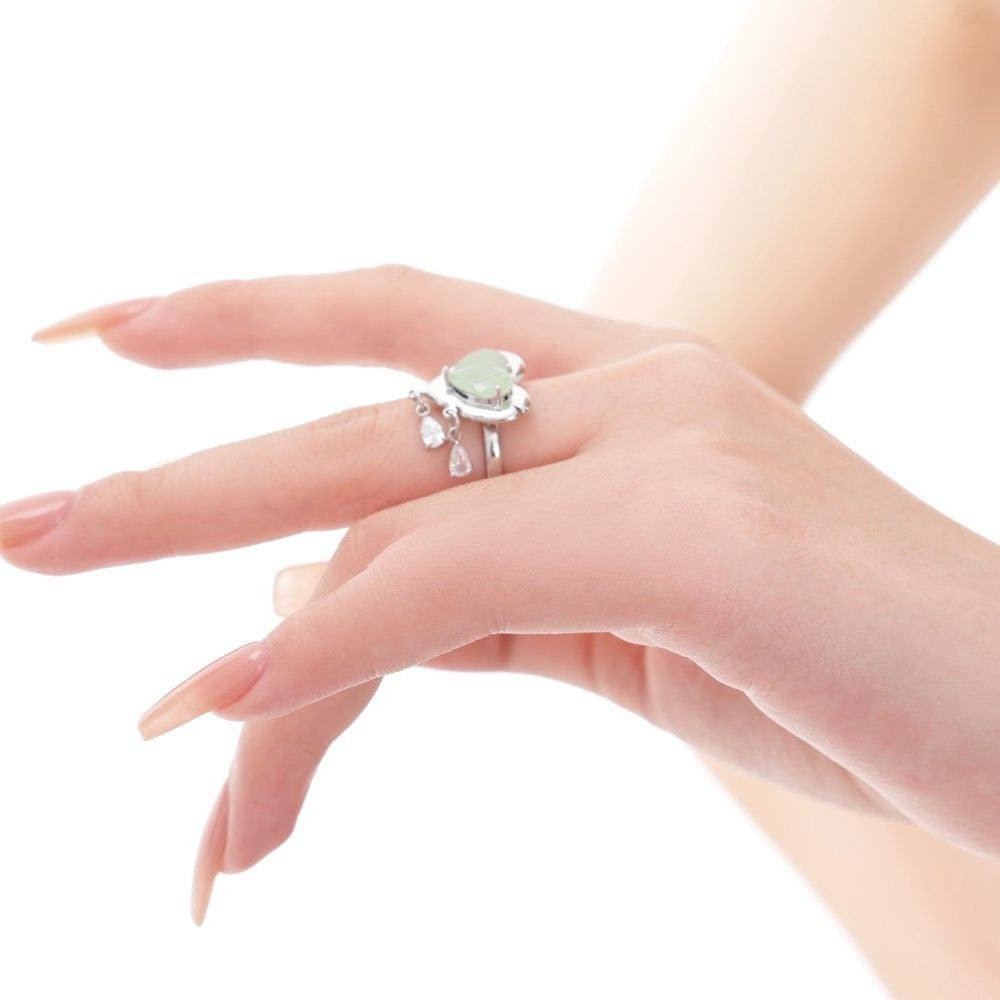 Green Grape Love Silver Rings for Women