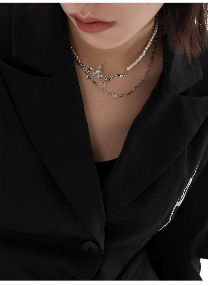 Sweet Cool Light Luxury Collar Chain Bandage Necklace for Women