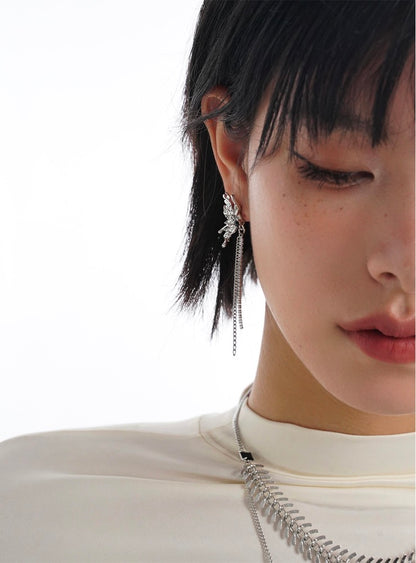 Biochemical Butterfly Tassel Niche Light Luxury Silver Earrings for Women
