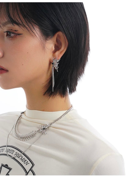 Biochemical Butterfly Tassel Niche Light Luxury Silver Earrings for Women